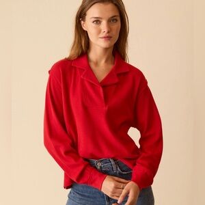 Grey State Harper red long sleeve Moda waffle blouse